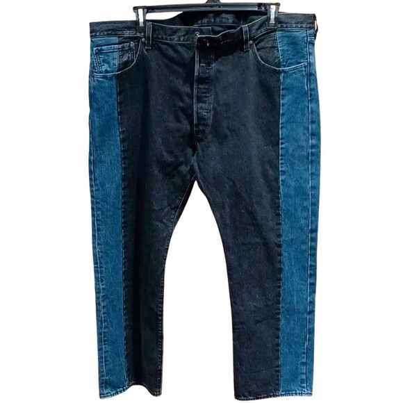 Vintage 90s Levi’s 501  Denim Blue Jeans 42x30 Two-Tone Black & Blue Button Fly - Picture 1 of 9